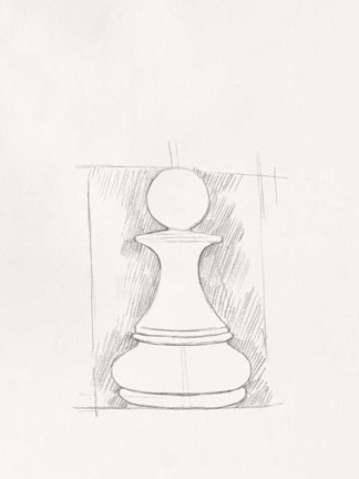 Framed Chess Set Sketch V Print