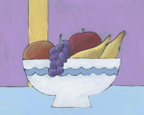 Framed White Fruit Bowl I Print