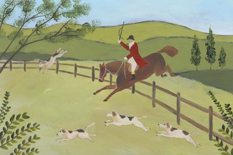 Framed Folk Art Fox Hunt II Print