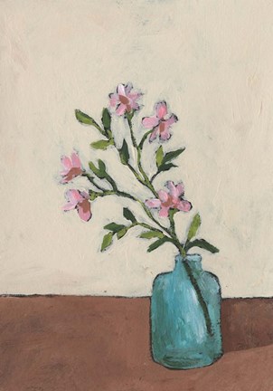 Framed Blossom in Blue Vase II Print