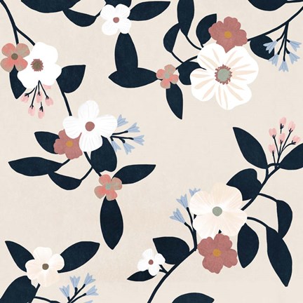 Framed Pink Petal Branch I Print