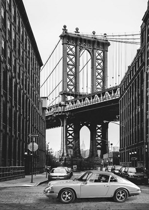 Framed By the Manhattan Bridge (BW) Print