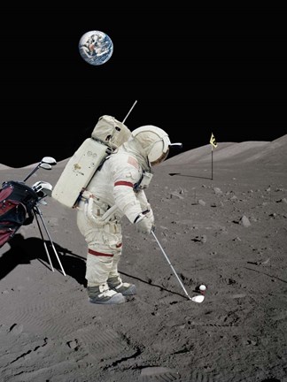 Framed Lunar Golf (NASA) Print