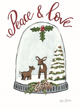 Framed Peace and Love Deer Print