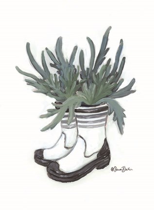 Framed Rain Boot Staghorn Fern Print