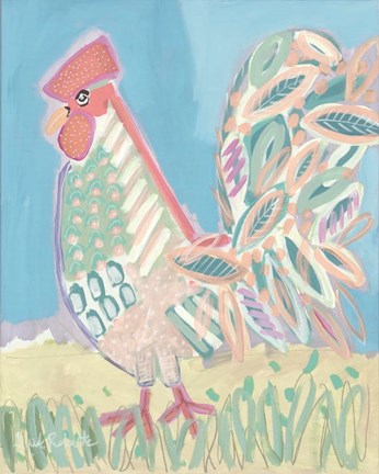 Framed Pastel Rooster Print