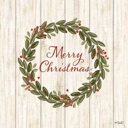 Framed Merry Christmas Wreath Print