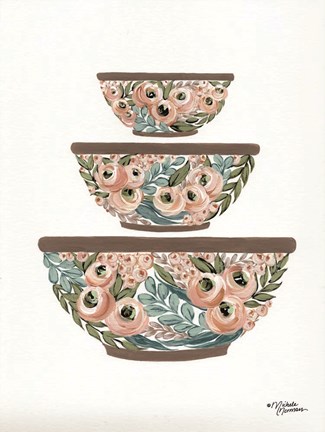 Framed Floral Mixing Bowls Print