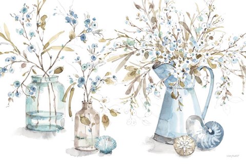 Framed Blue Escape Coastal 01 Print