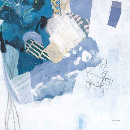 Framed Abstract Layers II Blue Print