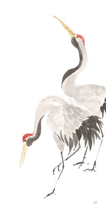 Framed Scroll Crane IV Print