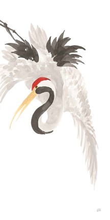 Framed Scroll Crane III Print