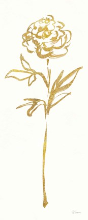 Framed Floral Line II White Gold Print