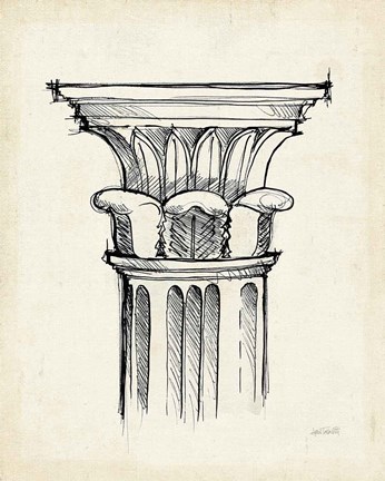 Framed Museum Sketches VIII Off White Print