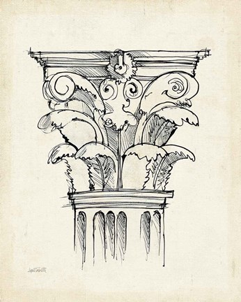 Framed Museum Sketches VI Off White Print