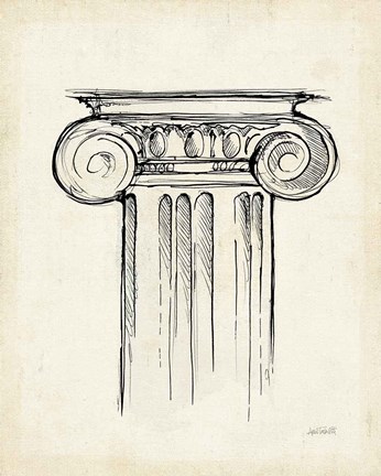 Framed Museum Sketches V Off White Print