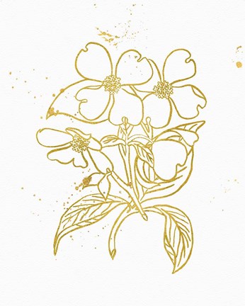 Framed Gold Blooms III Print