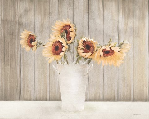 Framed Country Sunflower Vase Print