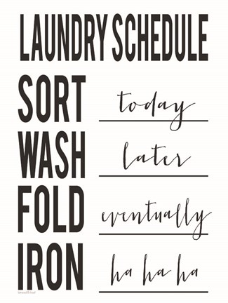 Framed Laundry Schedule Print