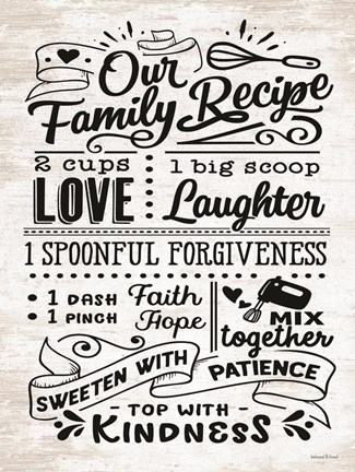 Framed Our Family Recipe Print