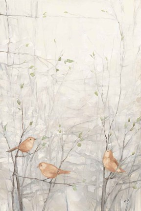 Framed Birds in Trees I Brown Print