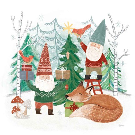 Framed Woodland Gnomes I Print