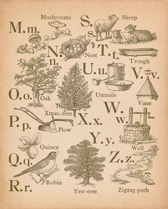 Framed Vintage Alphabet II Print