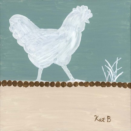 Framed Out to Pasture IV  White Chicken Print