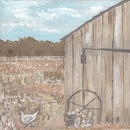 Framed Chicken &amp; Barn Print