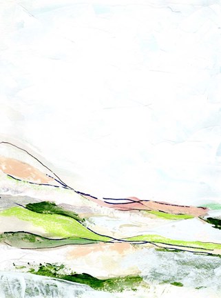 Framed Minimal Landscape green I Print