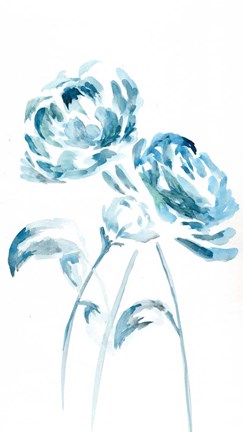 Framed Blue Peonies I Print
