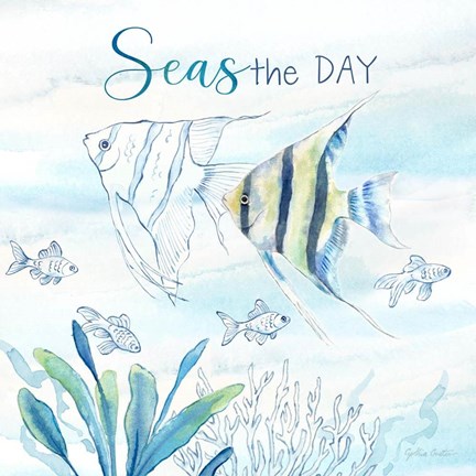 Framed Great Blue Sea XX Print