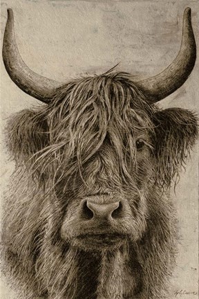 Framed Highland rustic portrait Print