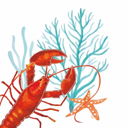 Framed Coral Aqua IX Print