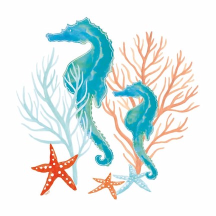 Framed Coral Aqua XII Print