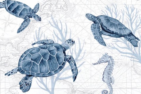 Framed Deep Blue Sea II on White Print