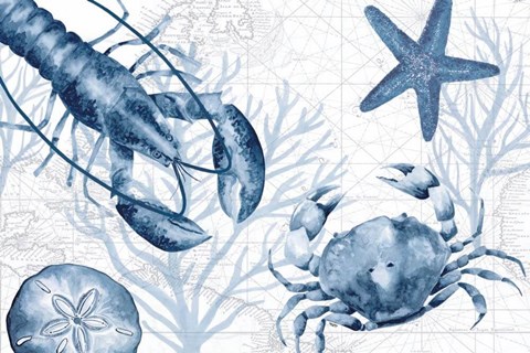 Framed Deep Blue Sea III on White Print