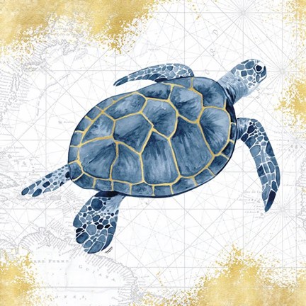 Framed Deep Blue Sea VII White Gold Print