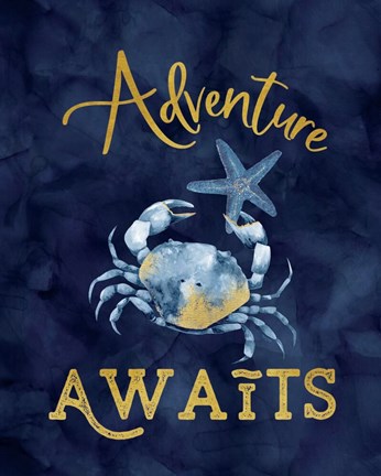 Framed Deep Blue Sea XIII on Navy Print