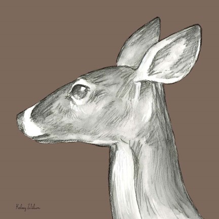 Framed Watercolor Pencil Forest color VII-Doe Print