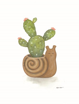 Framed Snail Planter Cactus Print