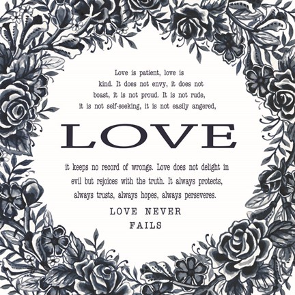 Framed Love is Patient Print