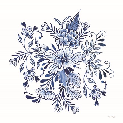 Framed Blue &amp; White Flowers II Print