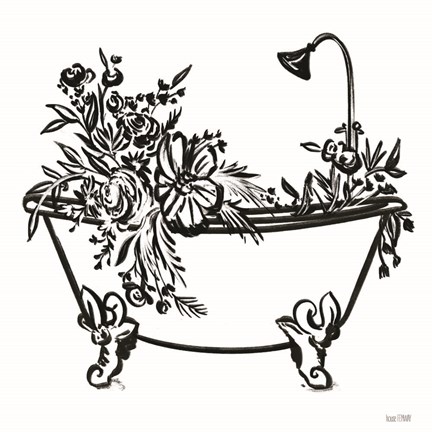 Framed Vintage Floral Tub II Print