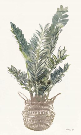 Framed Foliage in Woven Pot 1 Print
