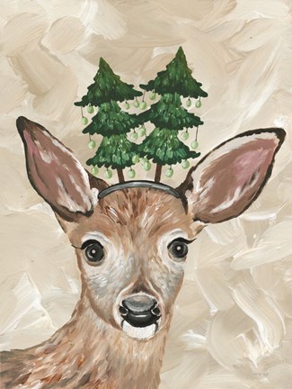 Framed Christmas Deer Print