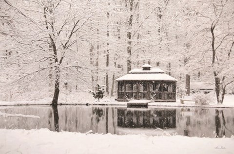 Framed Winter Gazebo Print