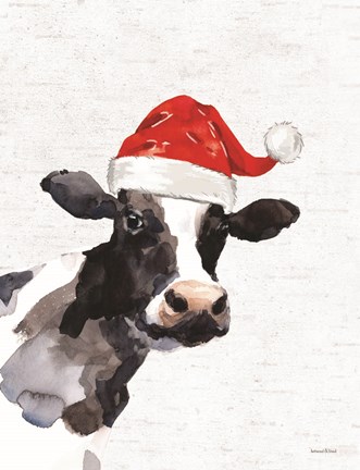 Framed Christmas Cow Print