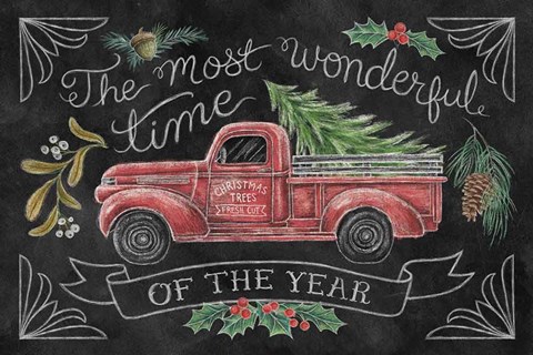 Framed Christmas Chalk V Print