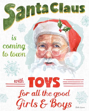 Framed Santa Signs II Print